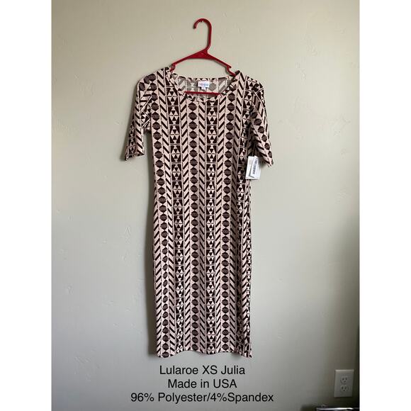 NWT Brown Geometric Print Lularoe Julia- Size XS - Picture 2 of 3